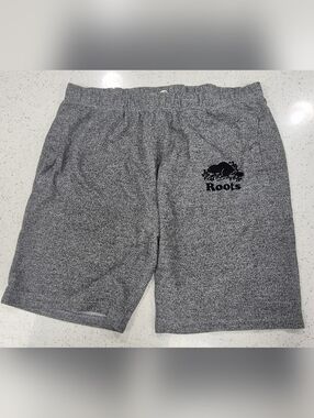 Roots Men's Heather Grey Athletic Shorts with Black Logo